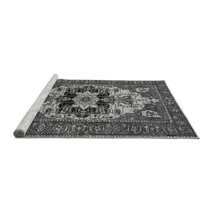 Sideview of Machine Washable Oriental Gray Industrial Rug, wshurb2388gry