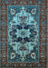 Machine Washable Oriental Light Blue Industrial Rug, wshurb2388lblu