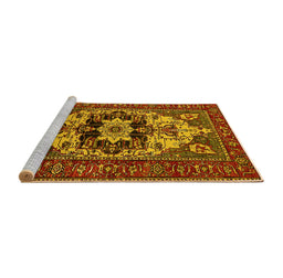 Sideview of Machine Washable Oriental Yellow Industrial Rug, wshurb2388yw