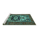 Sideview of Machine Washable Oriental Turquoise Industrial Area Rugs, wshurb2388turq