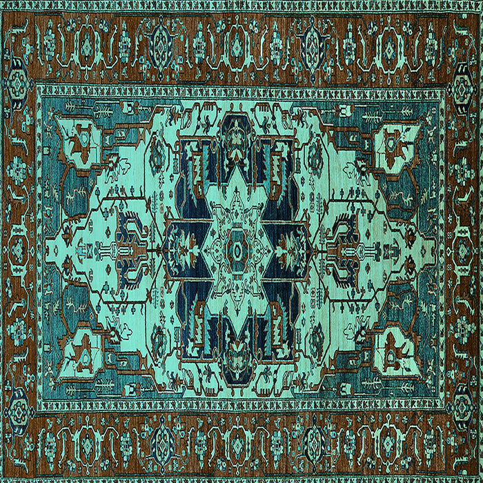 Square Oriental Turquoise Industrial Rug, urb2388turq