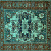 Square Oriental Turquoise Industrial Rug, urb2388turq