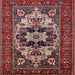 Square Mid-Century Modern Cranberry Red Oriental Rug, urb2388