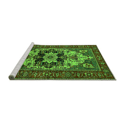 Sideview of Machine Washable Oriental Green Industrial Area Rugs, wshurb2388grn