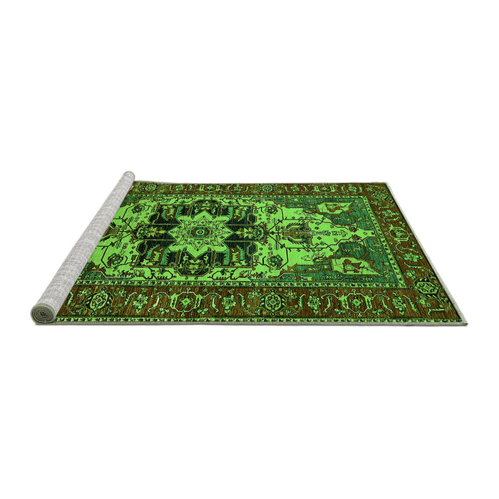 Sideview of Machine Washable Oriental Green Industrial Area Rugs, wshurb2388grn