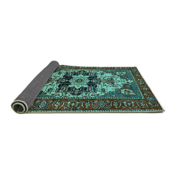 Sideview of Oriental Turquoise Industrial Rug, urb2388turq