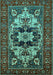 Machine Washable Oriental Turquoise Industrial Area Rugs, wshurb2388turq