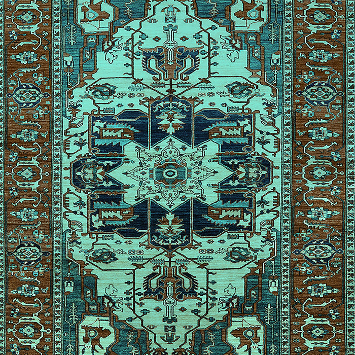 Machine Washable Oriental Turquoise Industrial Area Rugs, wshurb2388turq