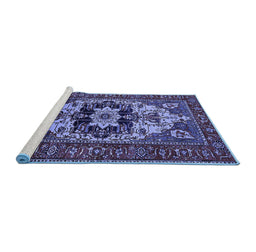 Sideview of Machine Washable Oriental Blue Industrial Rug, wshurb2388blu