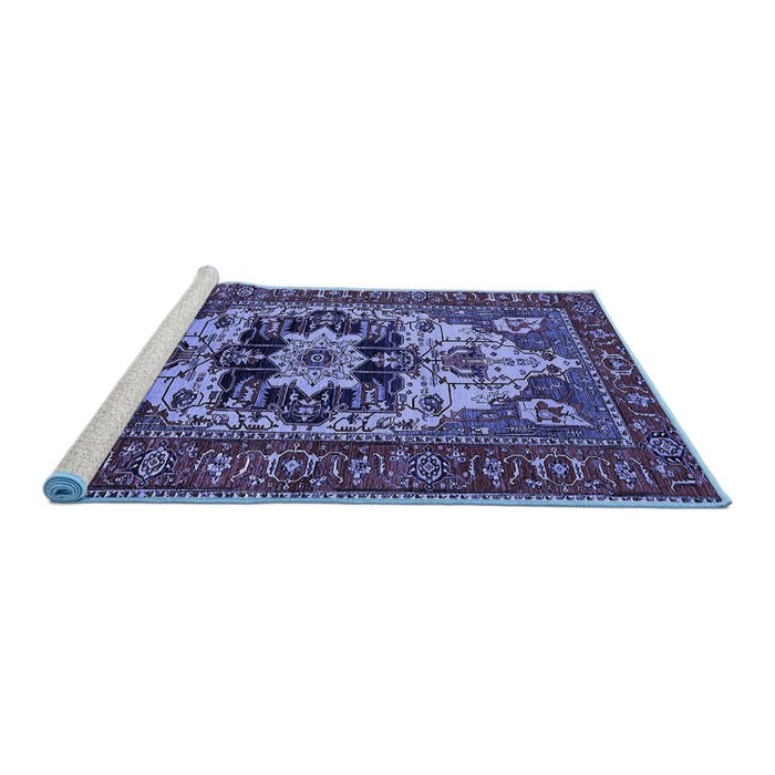 Sideview of Machine Washable Oriental Blue Industrial Rug, wshurb2388blu