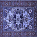 Square Machine Washable Oriental Blue Industrial Rug, wshurb2388blu