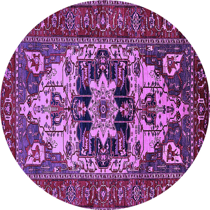 Round Machine Washable Oriental Purple Industrial Area Rugs, wshurb2388pur