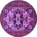 Round Machine Washable Oriental Purple Industrial Area Rugs, wshurb2388pur