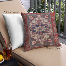 Front View of Mid-Century Modern Urban Square Cranberry Red Throw Pillow, 18 inch by 18 inch, pwurb2388