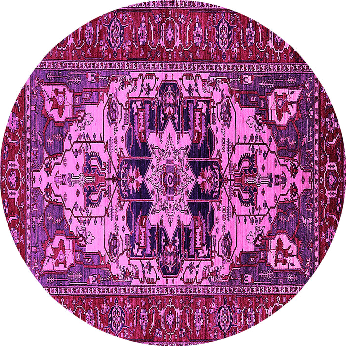 Round Machine Washable Oriental Pink Industrial Rug, wshurb2388pnk