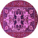 Round Machine Washable Oriental Pink Industrial Rug, wshurb2388pnk