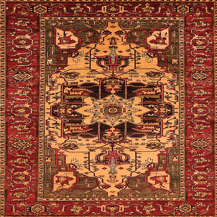 Square Machine Washable Oriental Orange Industrial Area Rugs, wshurb2388org