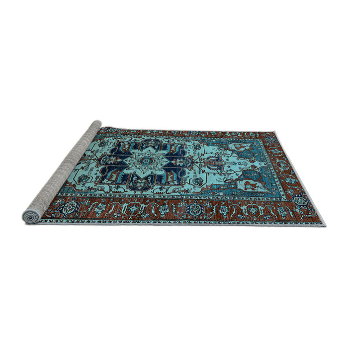 Sideview of Machine Washable Oriental Light Blue Industrial Rug, wshurb2388lblu