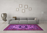 Machine Washable Oriental Purple Industrial Rug, wshurb2388pur