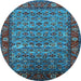 Round Oriental Light Blue Industrial Rug, urb2389lblu