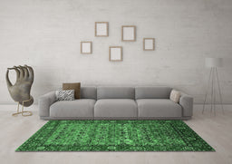Machine Washable Oriental Emerald Green Industrial Area Rugs in a Living Room,, wshurb2389emgrn