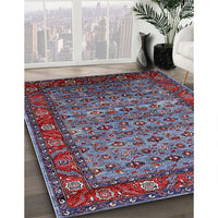 Mid-Century Modern Light Purple Blue Oriental Rug, urb2389