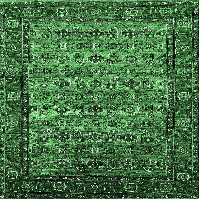 Square Oriental Emerald Green Industrial Rug, urb2389emgrn