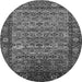 Round Oriental Gray Industrial Rug, urb2389gry