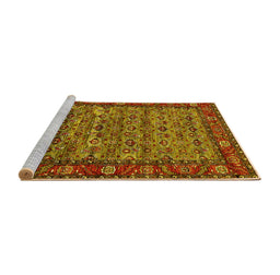 Sideview of Machine Washable Oriental Yellow Industrial Rug, wshurb2389yw