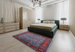 Mid-Century Modern Light Purple Blue Oriental Rug in a Bedroom, urb2389