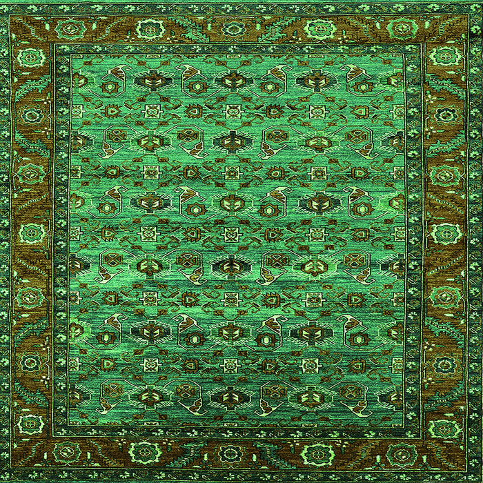 Square Oriental Green Industrial Rug, urb2389grn