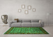 Machine Washable Oriental Green Industrial Area Rugs in a Living Room,, wshurb2389grn