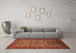 Machine Washable Oriental Orange Industrial Area Rugs in a Living Room, wshurb2389org