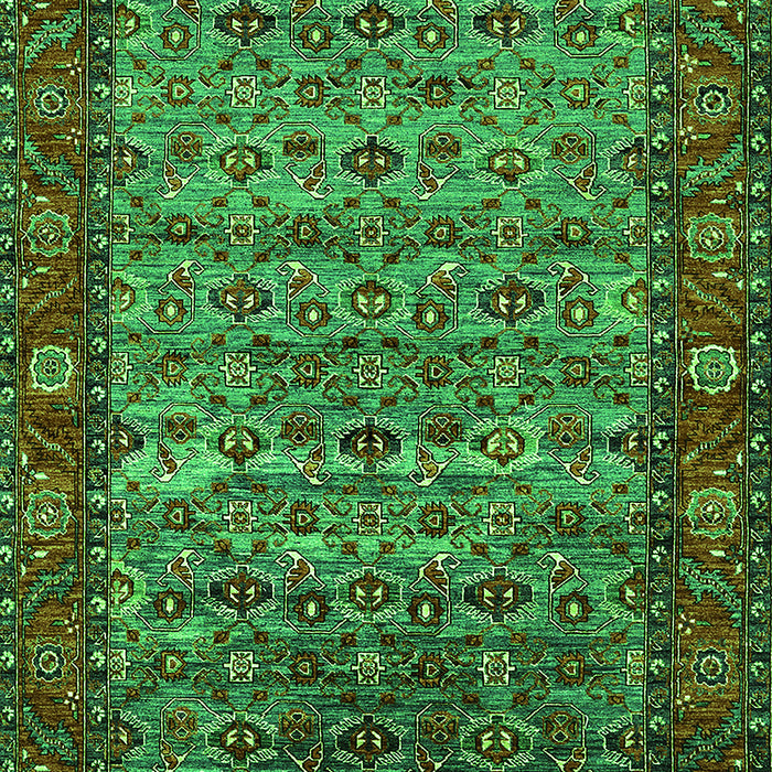 Machine Washable Oriental Green Industrial Area Rugs, wshurb2389grn