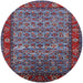 Round Mid-Century Modern Light Purple Blue Oriental Rug, urb2389