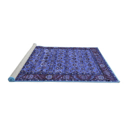 Sideview of Machine Washable Oriental Blue Industrial Rug, wshurb2389blu