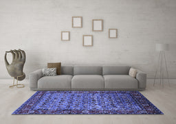 Machine Washable Oriental Blue Industrial Rug in a Living Room, wshurb2389blu