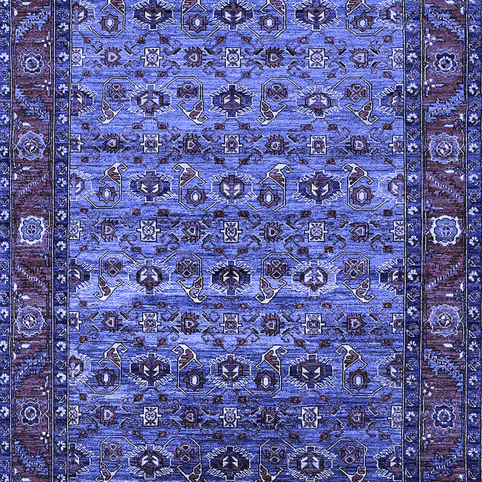 Machine Washable Oriental Blue Industrial Rug, wshurb2389blu