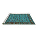 Sideview of Machine Washable Oriental Turquoise Industrial Area Rugs, wshurb2389turq