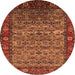 Round Oriental Orange Industrial Rug, urb2389org