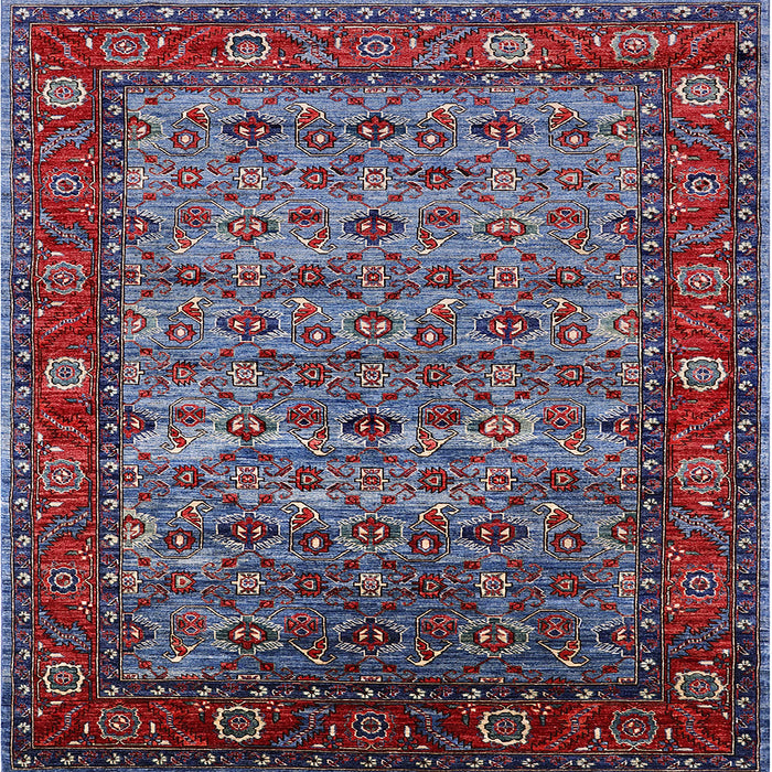 Square Mid-Century Modern Light Purple Blue Oriental Rug, urb2389