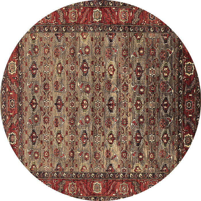 Round Oriental Brown Industrial Rug, urb2389brn