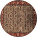 Round Oriental Brown Industrial Rug, urb2389brn