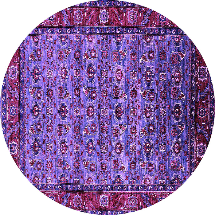 Round Machine Washable Oriental Purple Industrial Area Rugs, wshurb2389pur