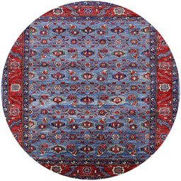 Round Machine Washable Industrial Modern Light Purple Blue Rug, wshurb2389