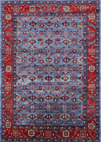 Machine Washable Industrial Modern Light Purple Blue Rug, wshurb2389