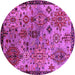 Round Oriental Pink Industrial Rug, urb2390pnk