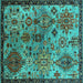 Square Oriental Turquoise Industrial Rug, urb2390turq