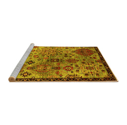Sideview of Machine Washable Oriental Yellow Industrial Rug, wshurb2390yw