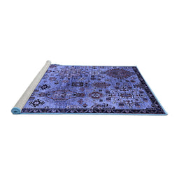 Sideview of Machine Washable Oriental Blue Industrial Rug, wshurb2390blu